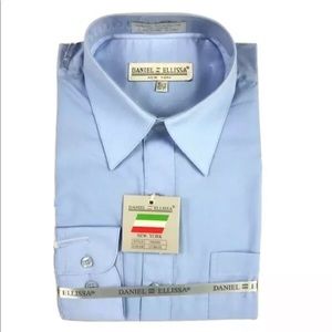 Daniel Ellissa Men's Light Blue Dress Shirt Convertible Cuffs Sizes 14.5 - 22.5